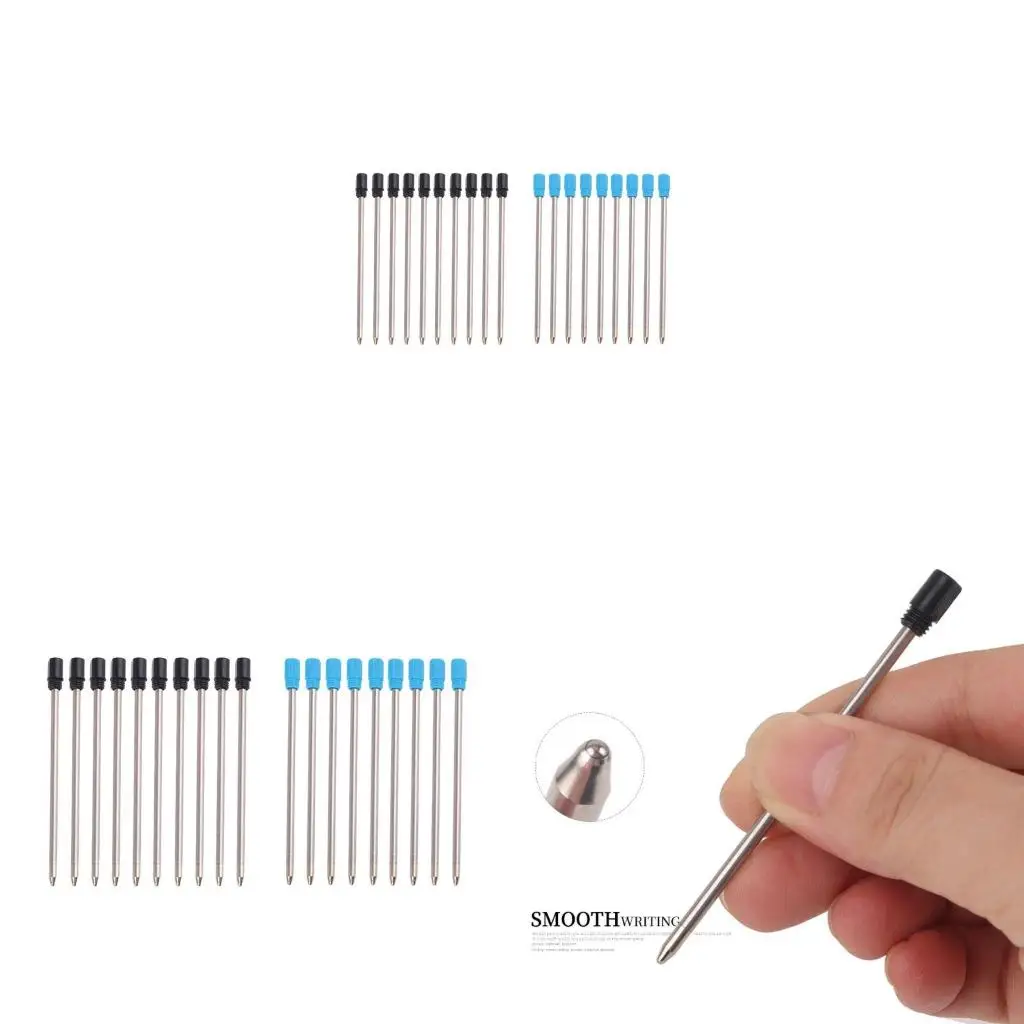 10pcs Ballpoint Pen Refills Replacement 1.0mm Blue Black Color for School Office Stationery