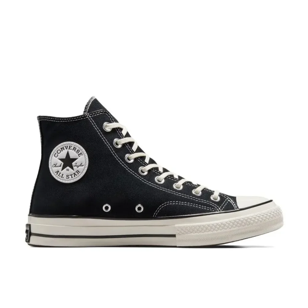 Converse Black and White Colorway 1970s Chuck Taylor All Star High Men's and Women's Classic Vintage Board Shoes