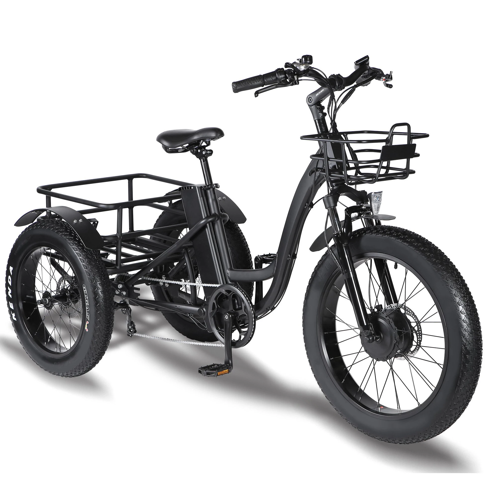 Electric bicycle with 20 inch fat tires and three wheels custom