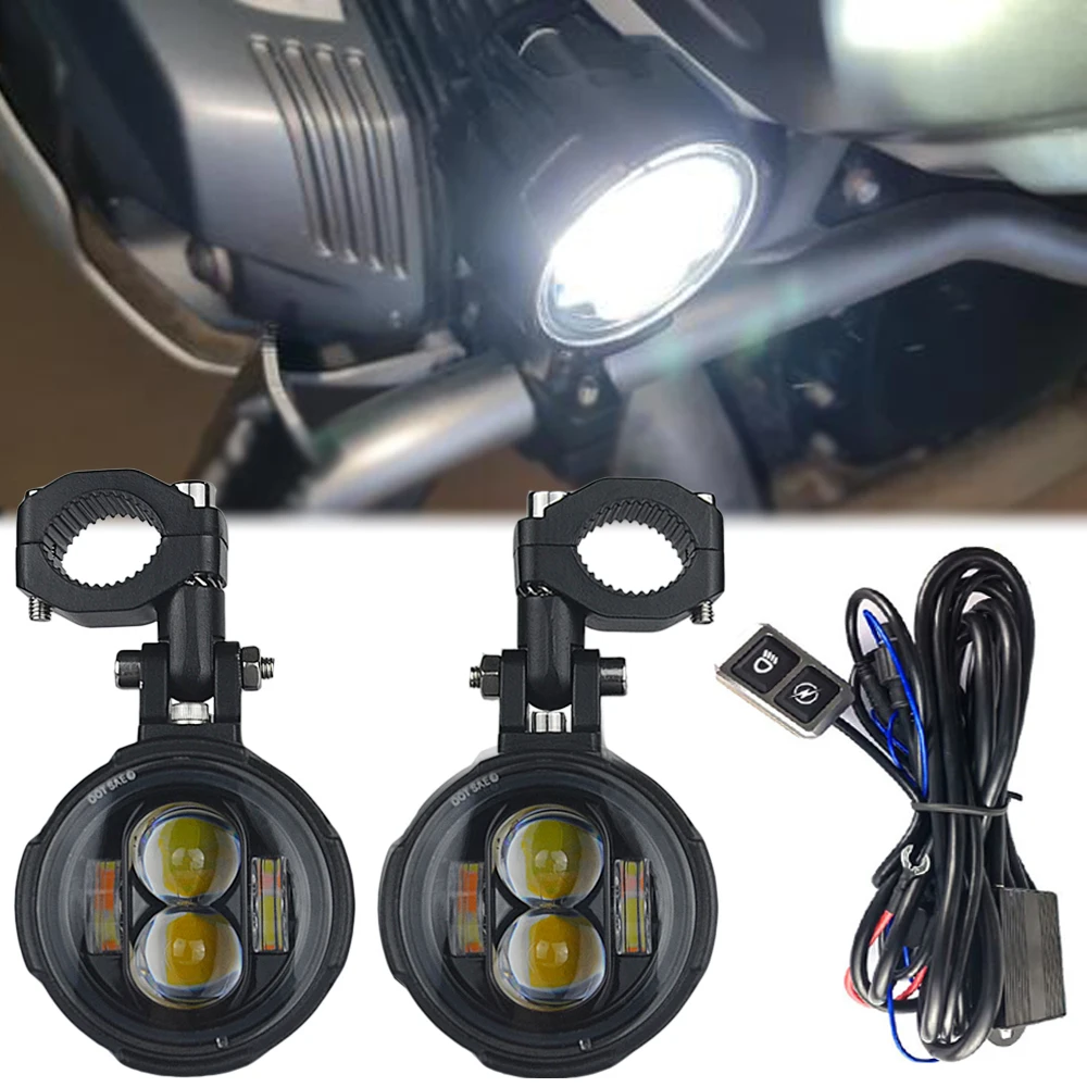 100W Motorcycle LED Light Headlight Motorcycle Fog Lights Led Auxiliary Driving Lamp Spotlight Dual Color farol Moto Fog Lamp