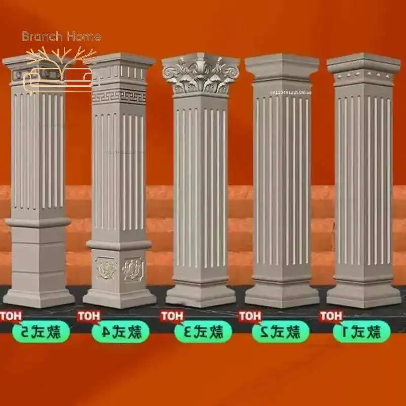 European Decorative Roman Column Mold Villa Gate Cement Square Column Mation Embossed Flower Wall Decoration Square Column Model