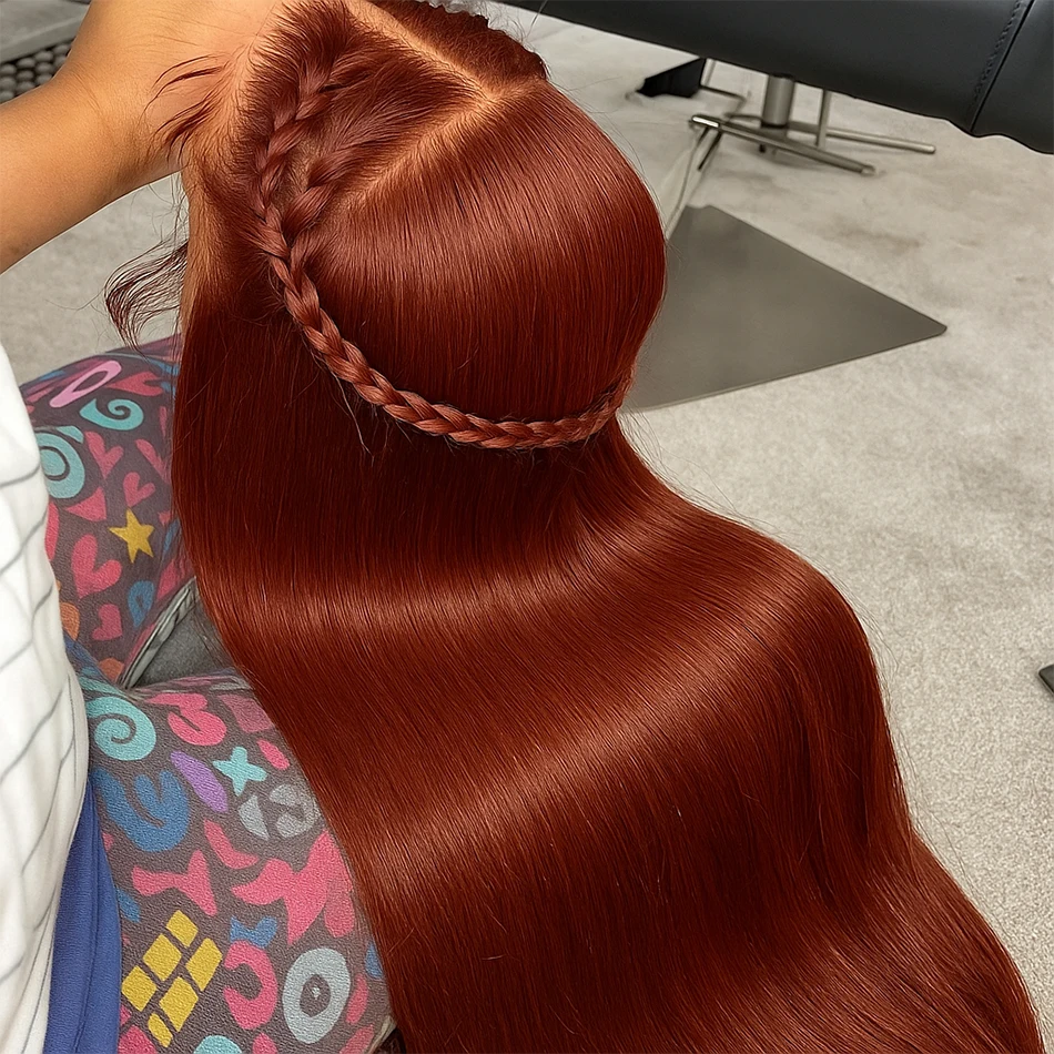 

Красновато-коричневый парик 13x4 HD на кружеве спереди, предварительно выщипанные человеческие волосы, плотность 200%, прямой цветной парик из натуральных волос на кружеве спереди