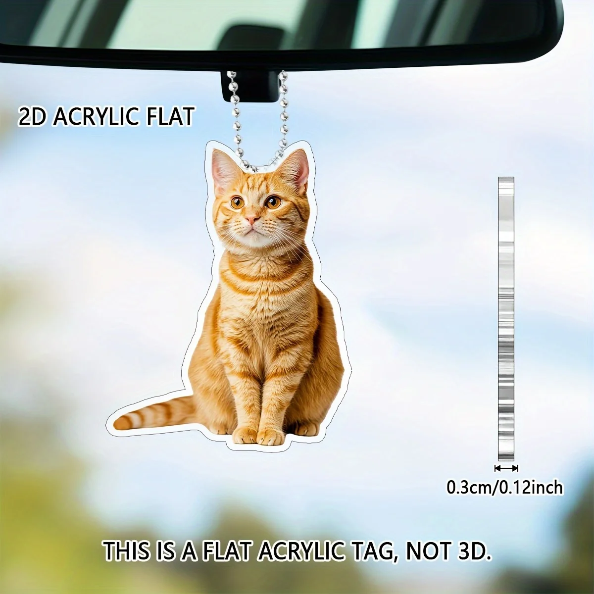 Cute Orange Cat Acrylic Pendant 2D  Animal-Themed Car-Key-Bag Decoration Christmas Tree Creative Art Durable Decor Perfect Gift