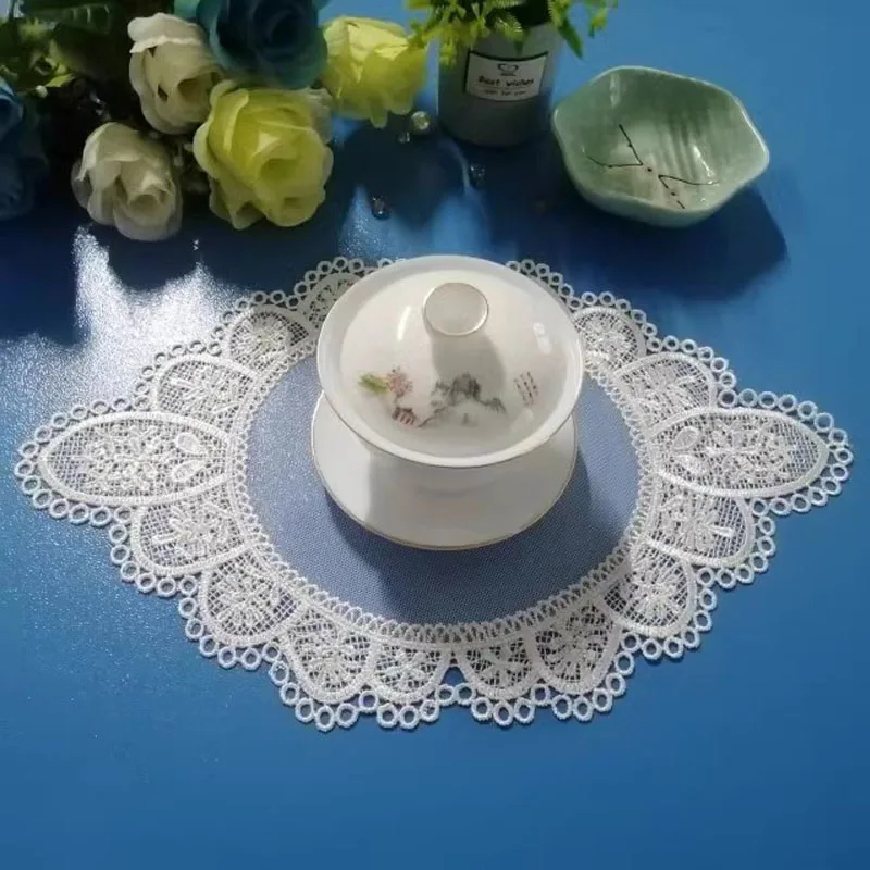 Luxury lace Oval Christmas flower Embroidery table cloth cover wedding party tablecloth kitchen Table decoration and accessories