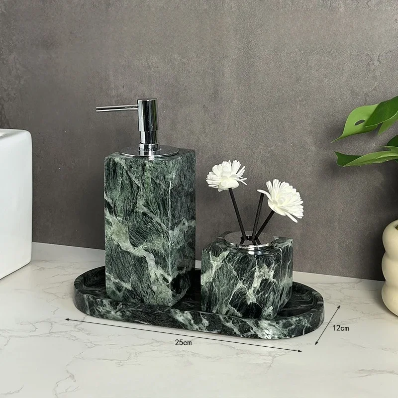 SAIDKOCC Verde Alpi Marble 8 Combinations of Luxury Stone Trays Bathroom and Wash Sets Model Rooms High-end Hotel Supplies