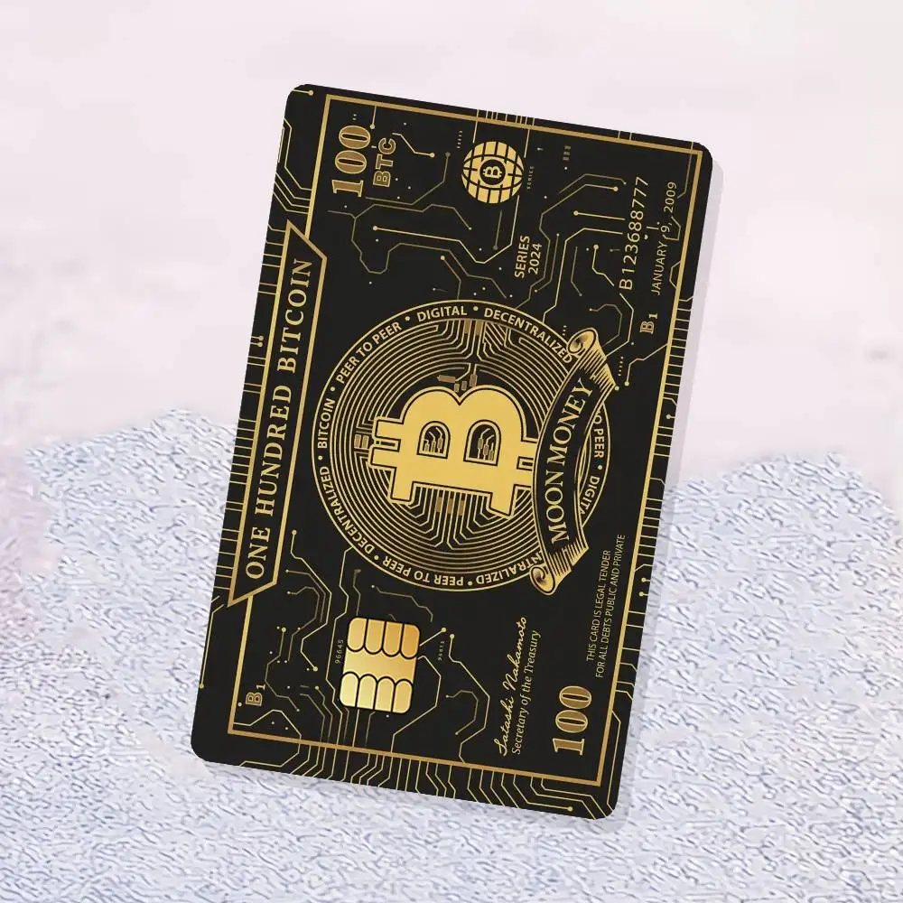 Black Gold Bitcoin Film Skin Cover Credit Card Stickers 4PCS Debit Front Decoration Bank Bus Pass Waterproof view 5