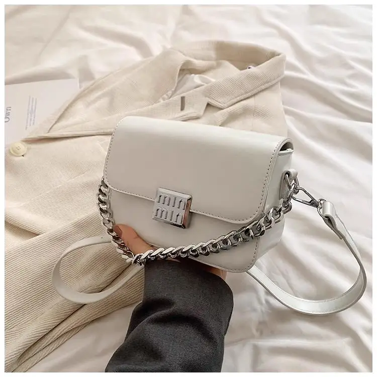 New Trending Square Bags Women's Silver Handbags Metal Chains Shoulder Crossbody Bags Luxury Brand Handbags and Purse Ladies