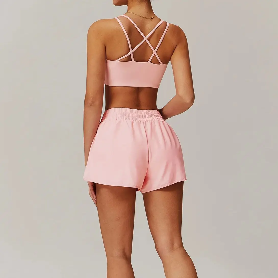 2Pcs Sports Set Women Yoga Gym Set Quick-Drying Jackets Running Tracksuits Sports Shorts Bra Gym Set Women Zipper Athletic Wear