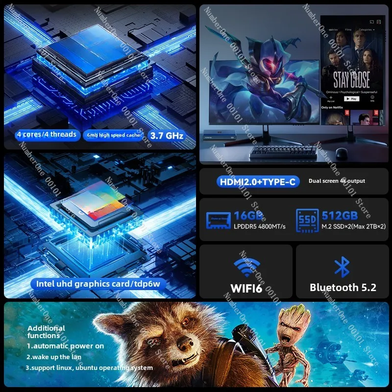 مضيف صغير جديد من الجيل الثاني عشر M6 N200، Win11، ألعاب المكتب والمنزل، بث 4K، MINIPC صغير الحجم للإنتاجية والترفيهية