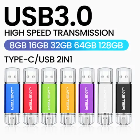 TYPE-C USB 3.0 Flash Drives 128GB 32GB 2IN1 Memory Stick 64GB 32GB 16GB Wedding Gift Pen Drive 8GB 4GB USB Stick Pendrive U Disk