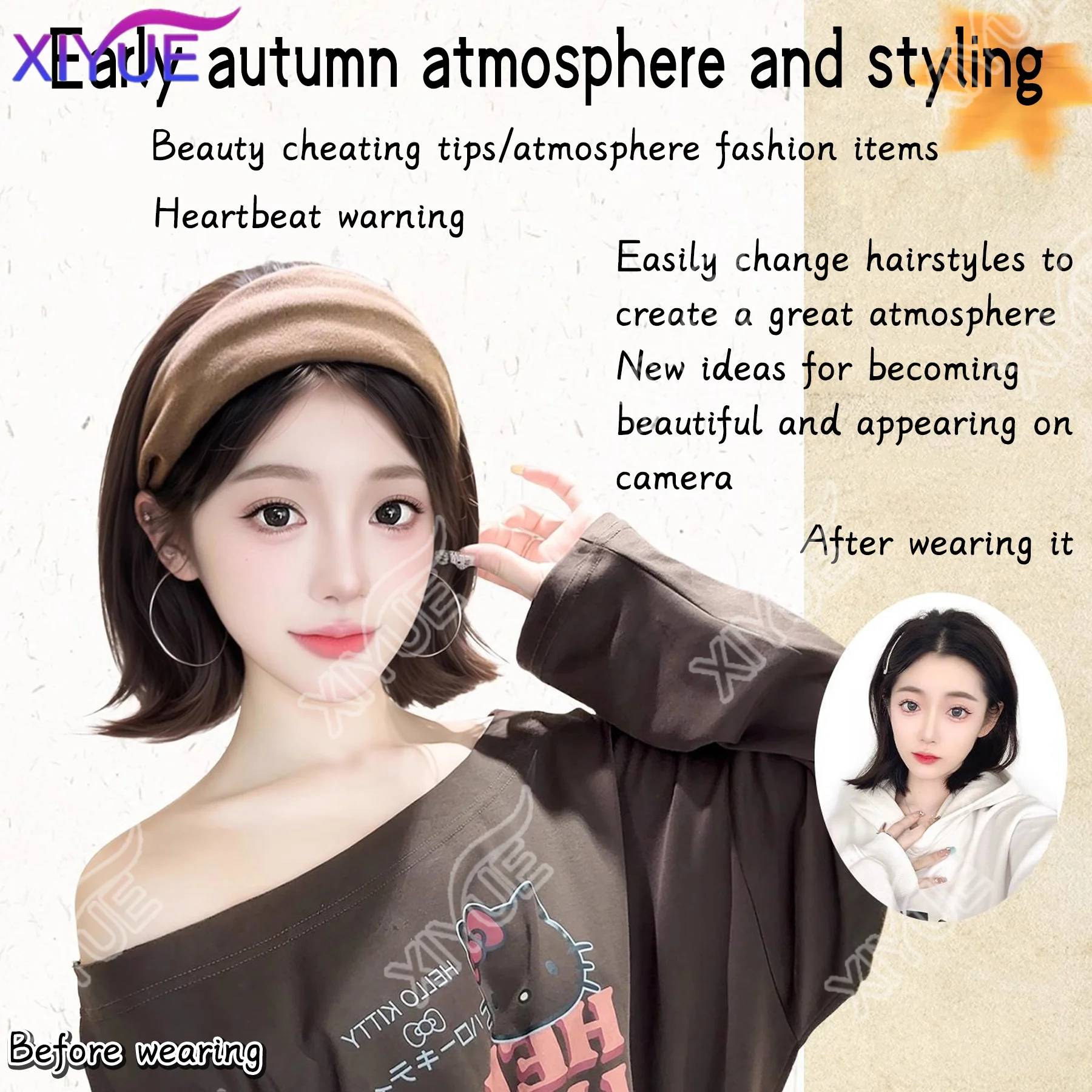 XIYUE Women Vintage Solid Soft Cotton Hairband For Girls Sweet Hair wig Headband Hair half head covers for wig