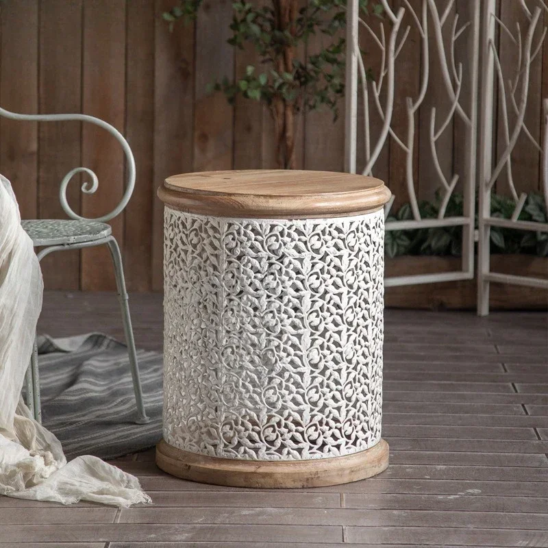 Американский сельский полый резной небольшой журнальный столик, гостиная, диван, уголок для прихожей в семье, спальня в стиле ретро, прикроватная тумбочка