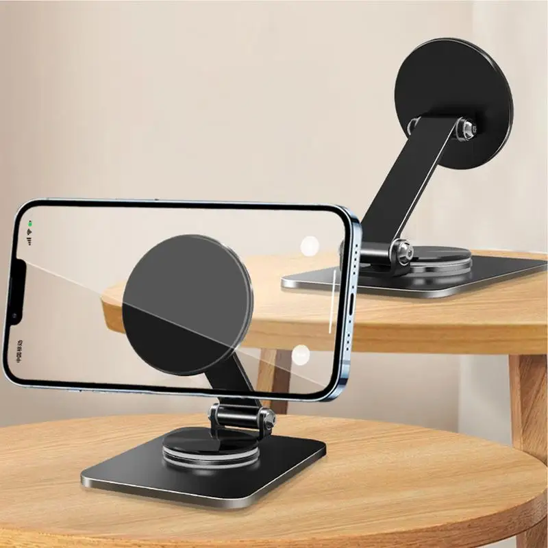 Magnetic Phone Holder Stand Desktop Cell Phone Stand Smartphone Support 360-Degree Rotation Carbon Steel Tablet Bracket For