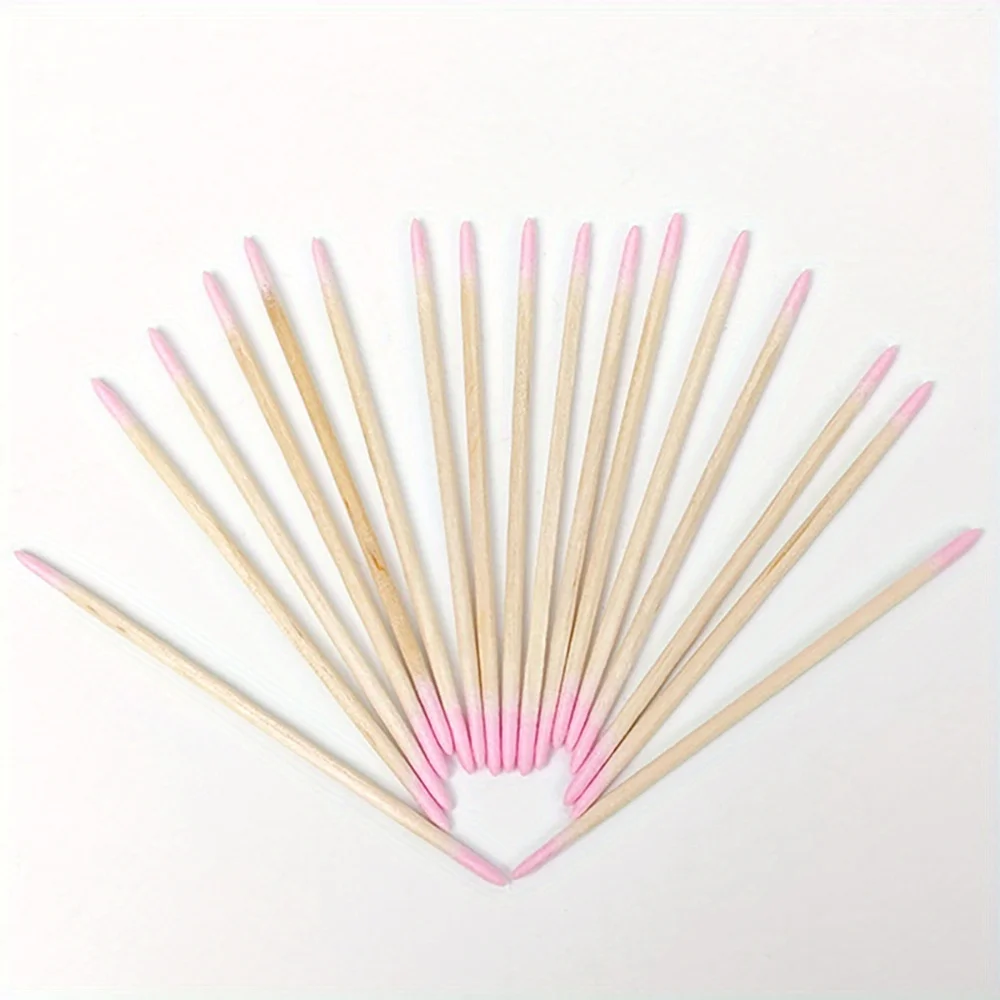 100 Stücke Rosa 7 cm Nägel Holz Wattestäbchen Saubere Sticks Nagellackentferner Doppelkopf Maniküre Detail Corrector Nagelwerkzeuge