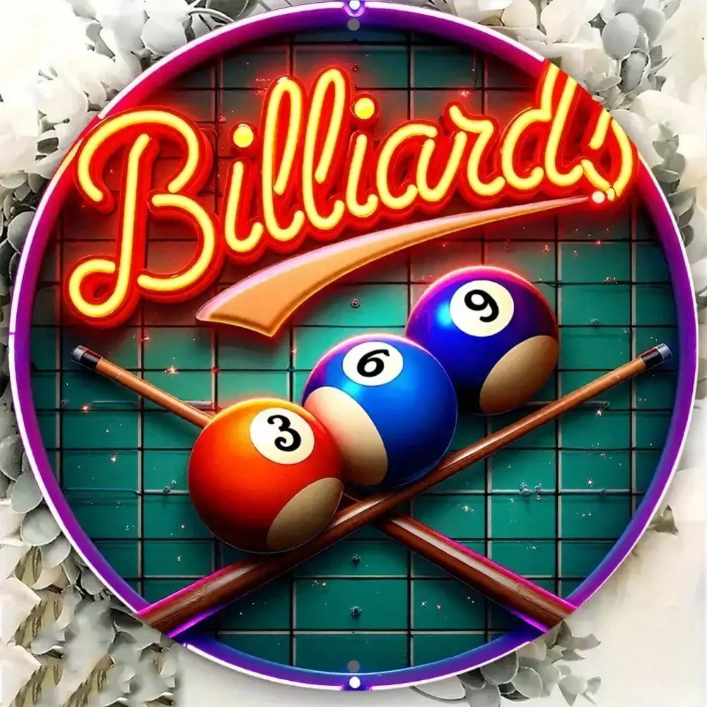 Billiards Neon Wall Art Aluminum 3 Pool Balls Style Waterproof for ...