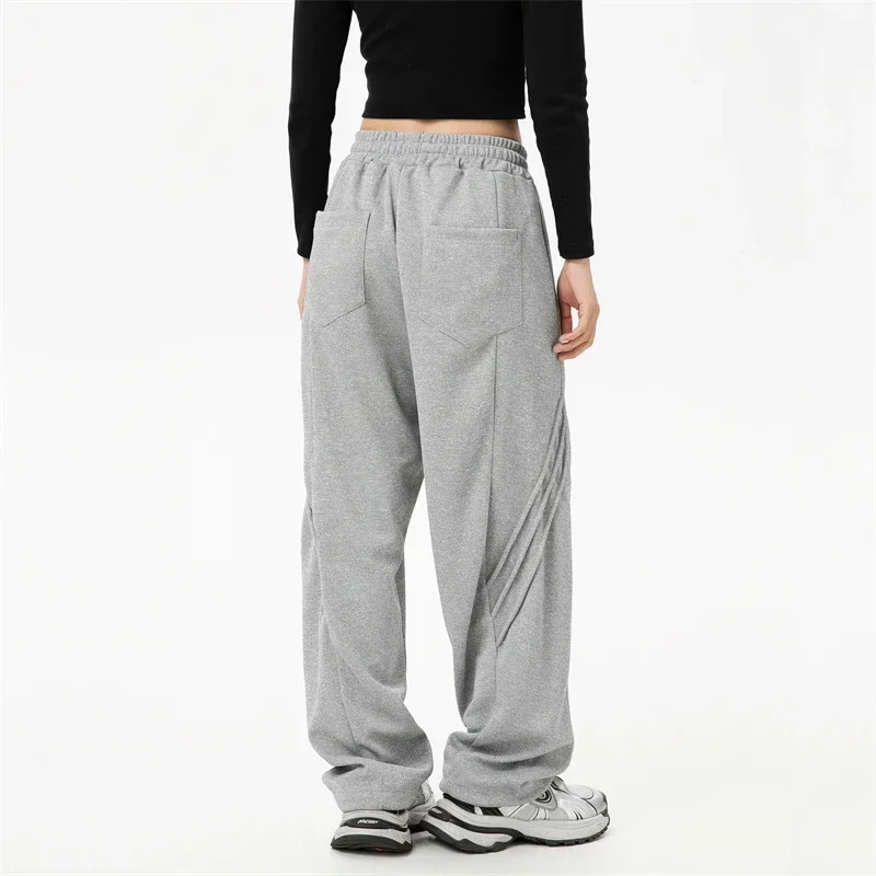 Women's Y2k Sports Pants Female Casual Cool Feeling Outdoor Knitted Breathable Sweatpants Women Drawstring Grey Woman Trousers