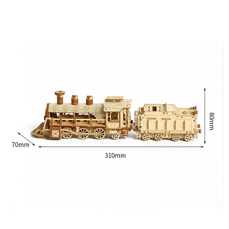 3D madeira trem modelo edifício bloco jigsaw, DIY montagem Kits, brinquedo educativo para crianças e adultos, presente, pequeno