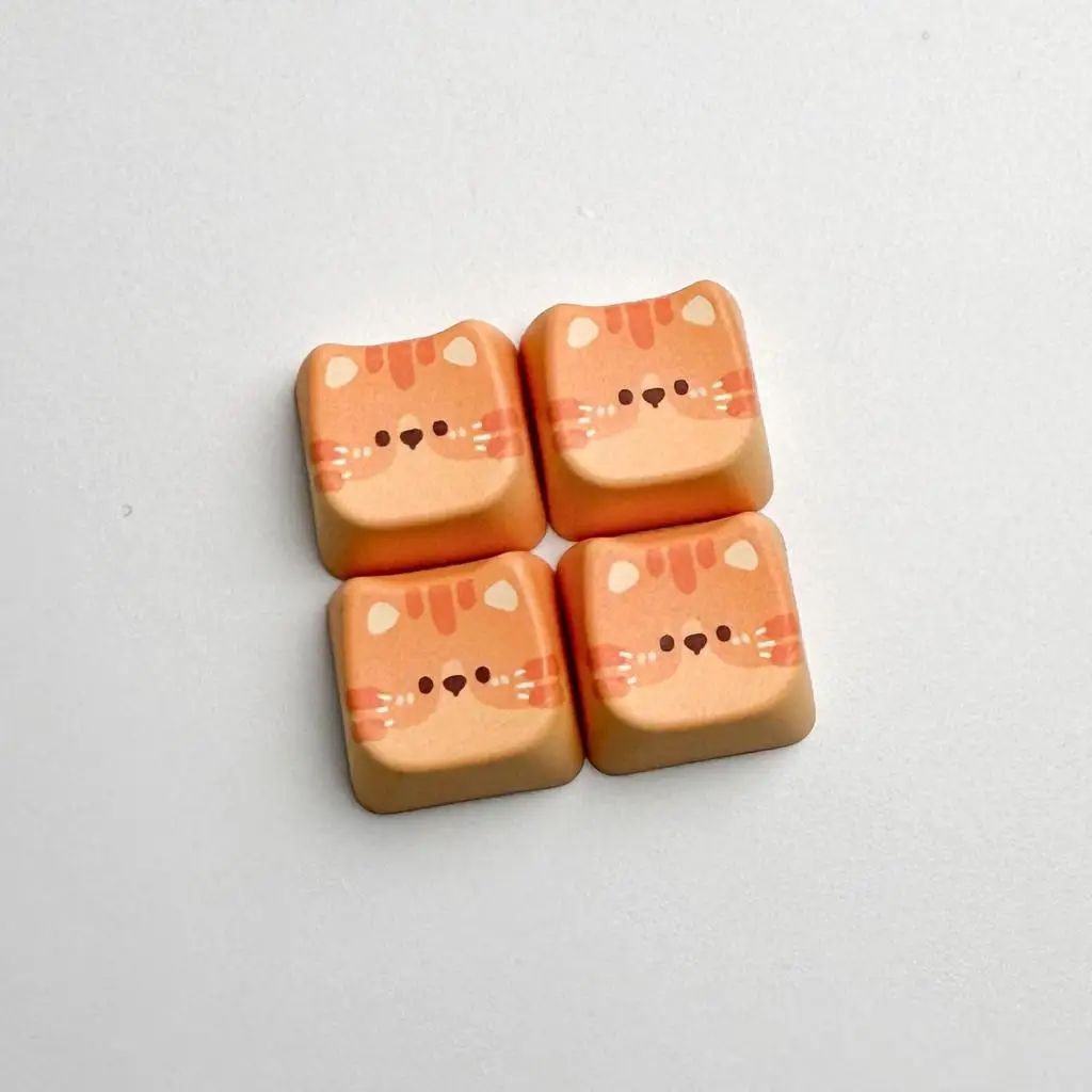 4pcs/set Keycaps Hand-made Resin Keycap Mechanical Keyboard Keycaps Cute Cat Customized Gaming Accessories Decoration Gifts