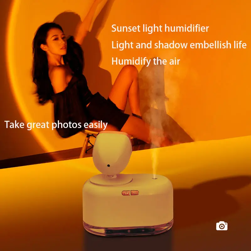 

Portable Mini 300ml Large Capacity Cool Mist Diffuser Sunset Light Humidifier