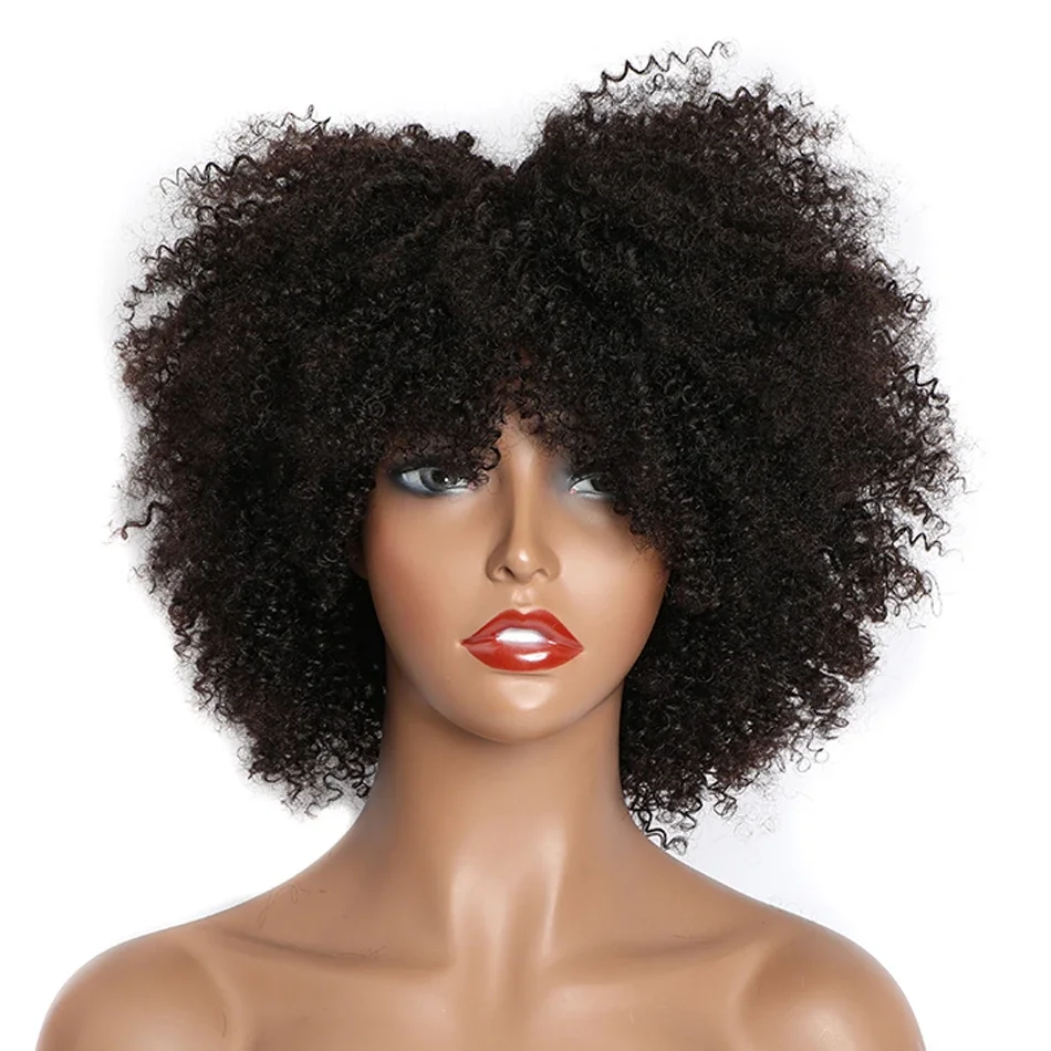 Mongolian Afro Kinky Curly Human Hair Wigs Short Pixie Curl 150% Density Hair Remy4B 4C Brazilian Hair Wigs Full Machine Made