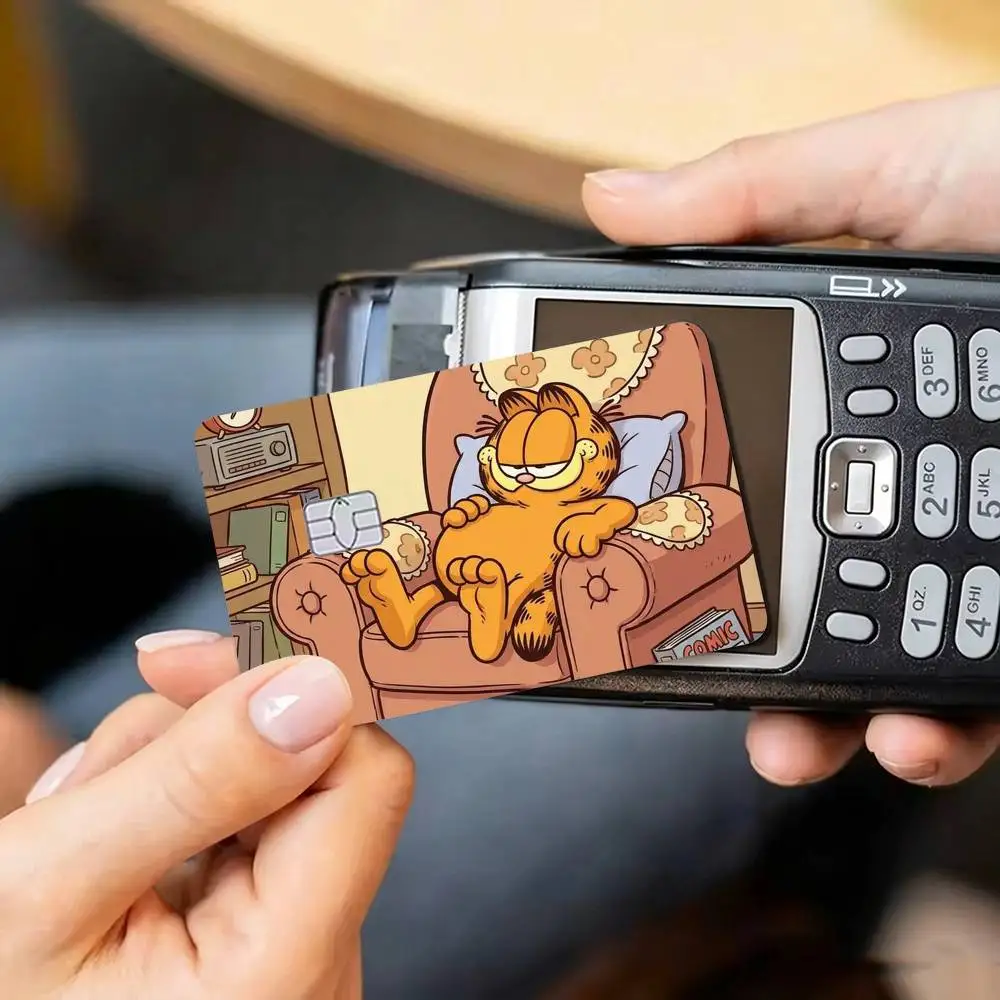 ute-e Cartoon-n GarfieldS  Credit Card HD Stickers Game Card Decal Small Chip Waterproof Sticker Gift