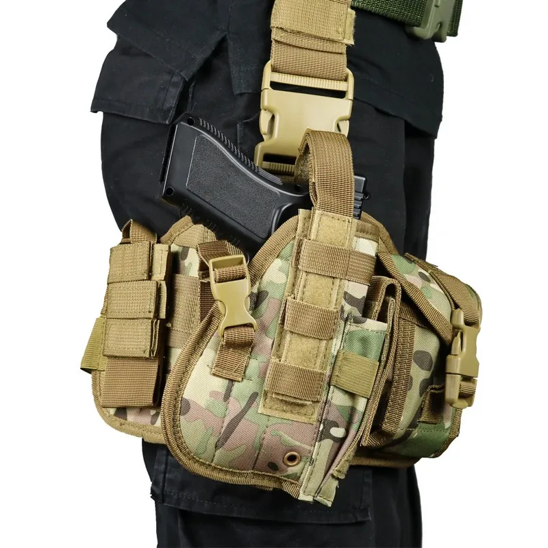 HOT!Universal Tactical Gun Holster Thigh Pistol Bag Pouch Leg Harness Outdoor Adjustable Detachable MOLLE Hunting Leg Holster CS