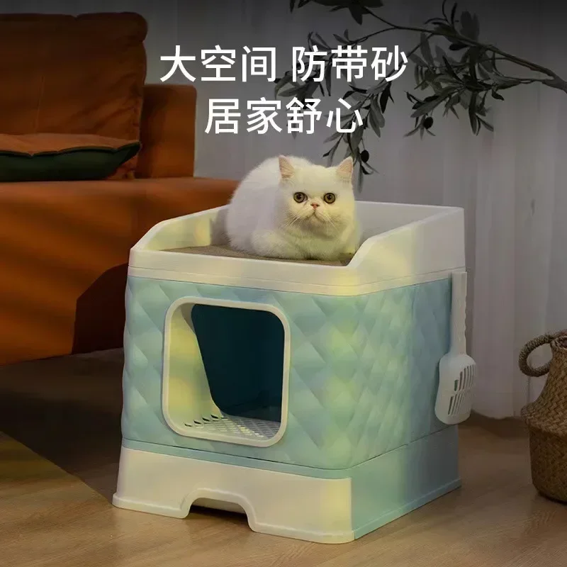 Semi-closed Cat Cage Anti-splash Cat Toilet Large Capacity Drawer Cat Litter Box Fashion Creative Pet Box