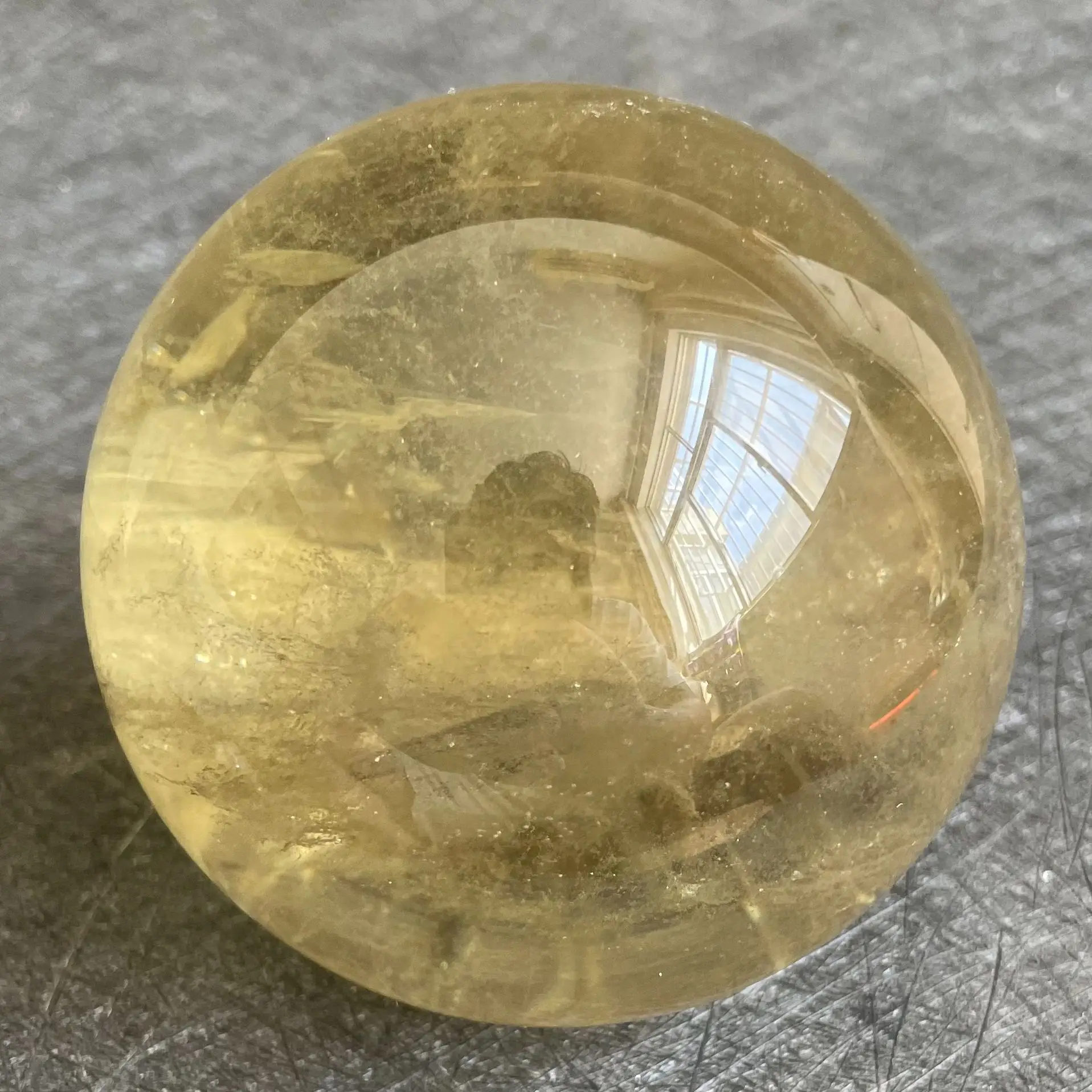 541g Natural Stone Citrine Crystal Ball Rainbow Quartz Sphere Polished Rock Reiki Healing W23