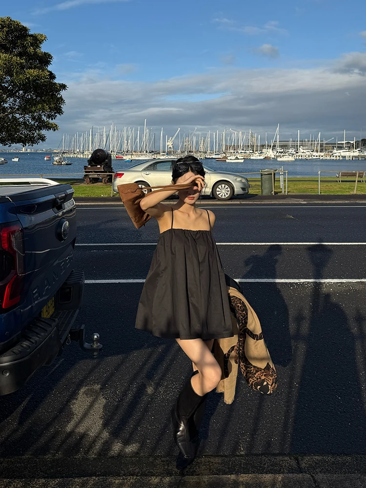 

FORNIYOYO Cotton Puffy Flower Bud Strap Top Women's Street Sle Loose Fit Outerwear Ideal for Travel And Outings