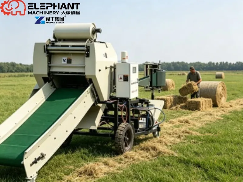 Round Straw Baler High Density Large Capacity Grass Hay Baling Press Equipment For Agricultural Use