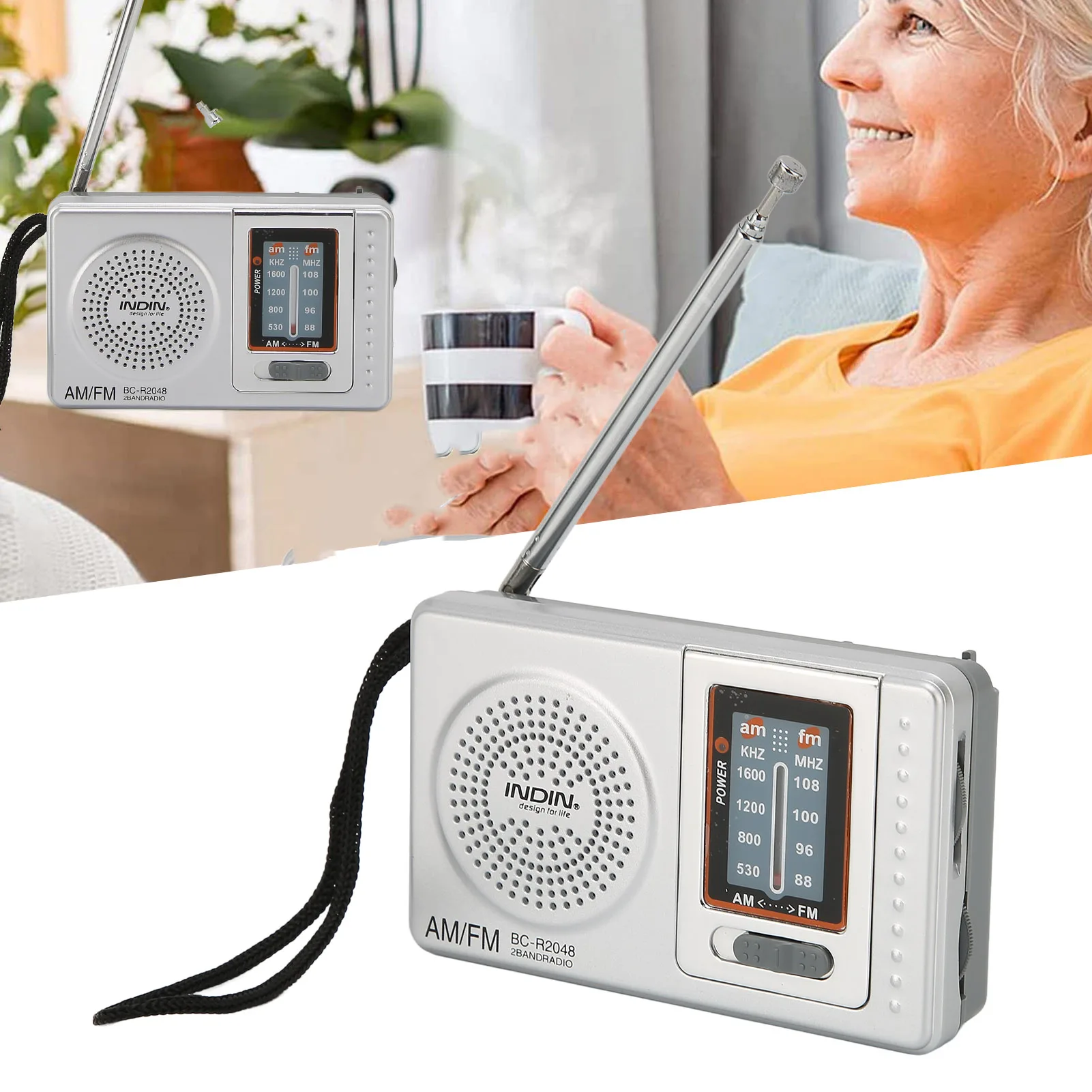 Portable Radio Portable Radio DSP Chip AM FM Transistor Radio with Built in Speaker for Home Travel Entertainment Work Emergency