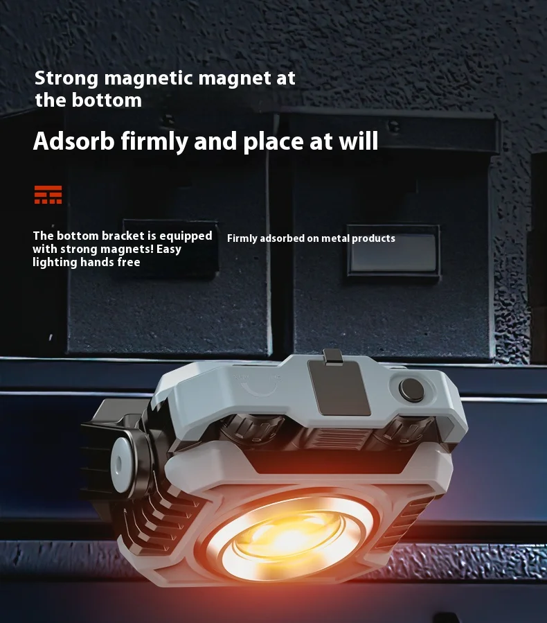 Mini Magnetisches Arbeitslicht Multifunktions Wiederaufladbare Tragbare COB Taschenlampe 5000 mAh Camping Taschenlampe Flutlicht Eingebaut 26650 – Detail 5
