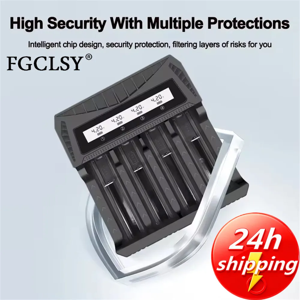 

Интеллектуальное зарядное устройство FGCLSY с ЖК-дисплеем для USB-зарядки аккумуляторов, 1, 2, 4 слота, для 18650, Li-ion 4.2V, Ni-MH 1.2V, AA, AAA