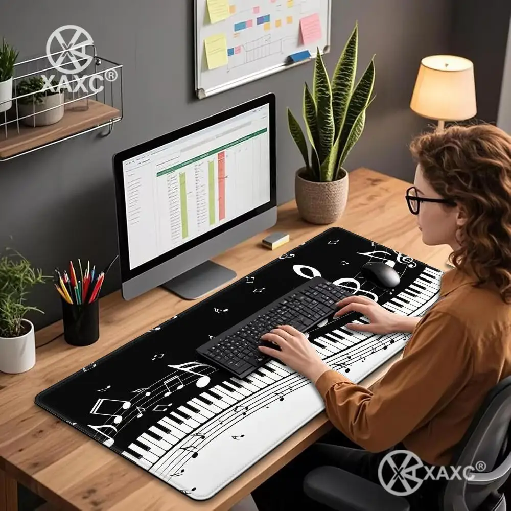 Music symbol and piano design Mouse Pad Large Computer Office Table Mats Rubber Anti-slip Gaming