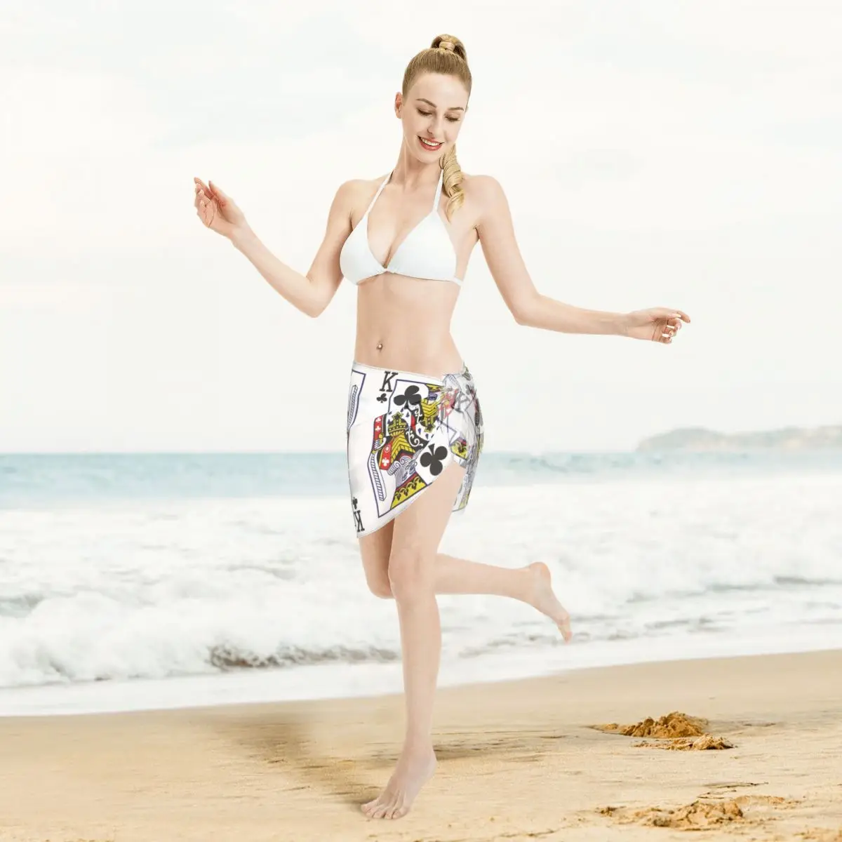 Carte classique de Poker personnalisée pour femmes, Sarongs courtes, enveloppe de plage, reine roi, pour maillots de bain, robes portefeuille pour Bikini, Cover-up pour maillot de bain