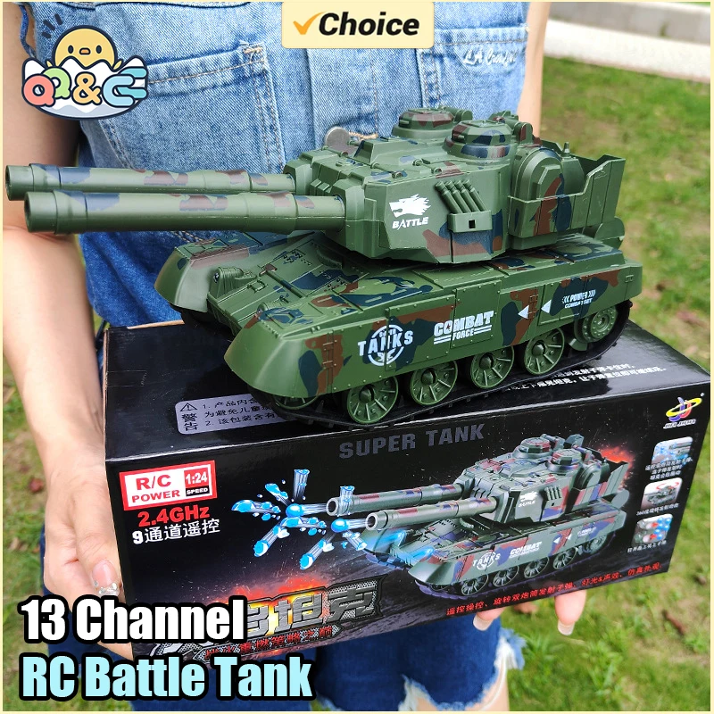 Remote Control Tank 13 Channel RC Tracked Truck Electric Car Battle App Controlled Machine Children's Toys for Kids Boys Gifts