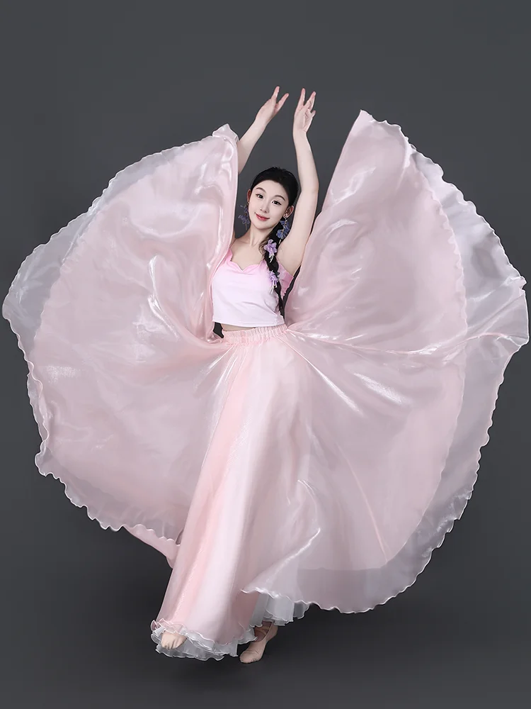 900 Degree Wide Skirt Satin Shine Classical Modern Dance Skirt Art Exam Photography Costume Women's Traditional Chinese Costume 썸네일 2