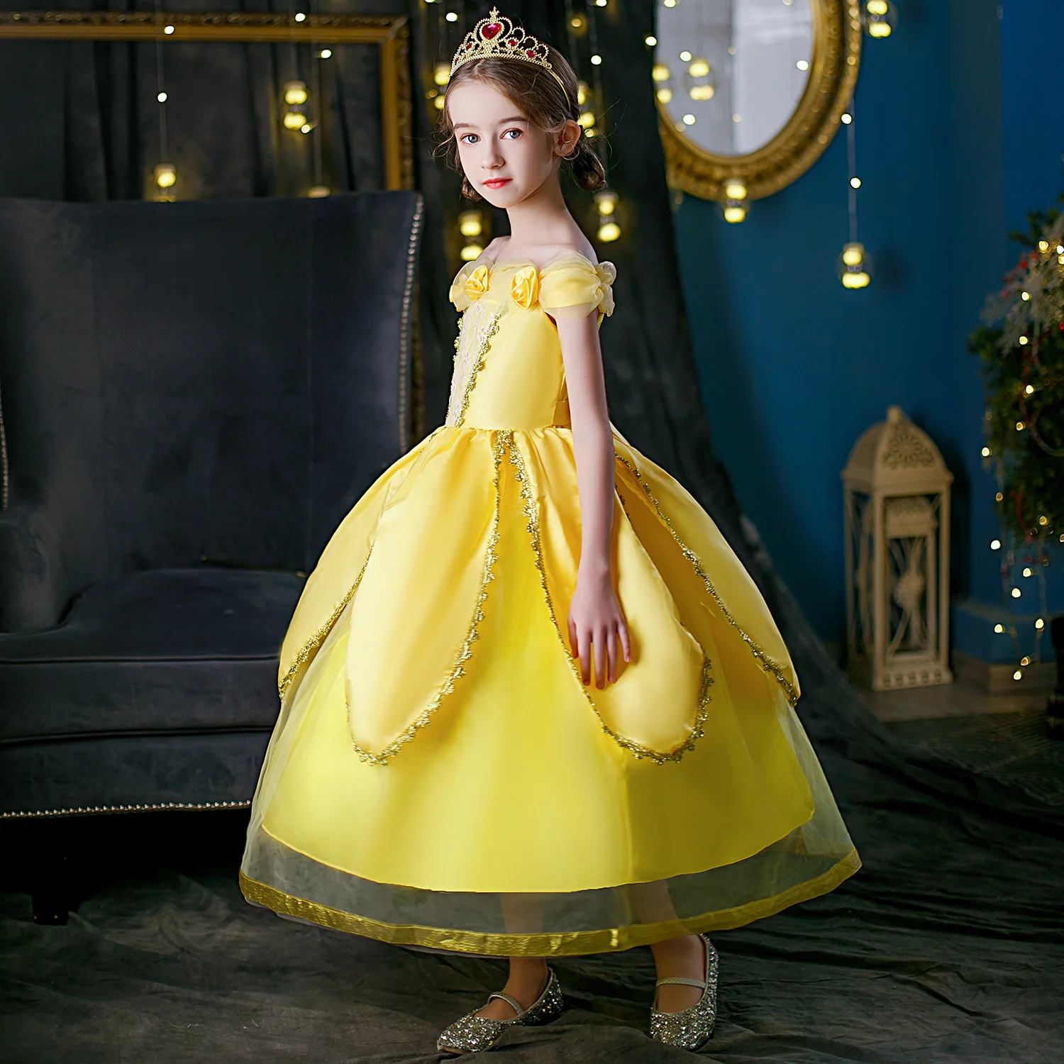 女の子のための美女と野獣の王女のドレス,新しい,ハロウィーン,外国貿易,2021