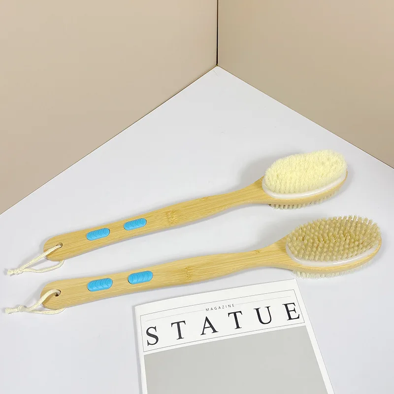 Щетка для ванны с длинной ручкой, щетка для спины, щетка для ванной комнаты, щетки для тела, грязевой скруббер для спины, массажная деревянная щетка для душа