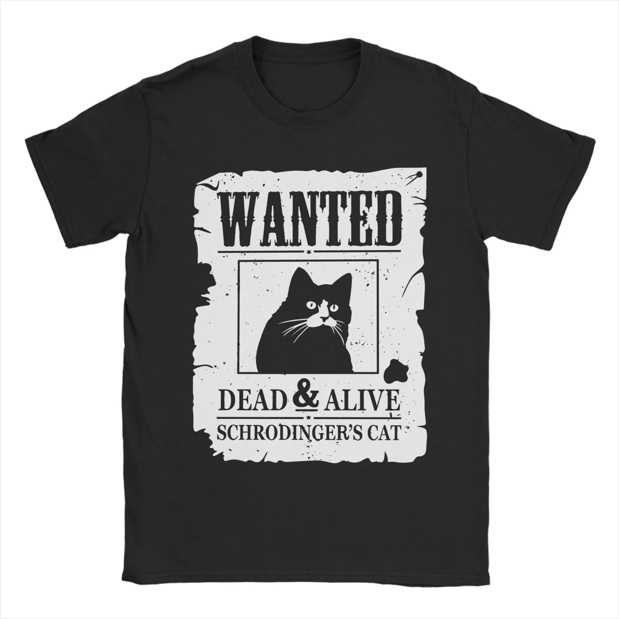 T-shirt Wanted Dead And Alive Schrodinger pour hommes et femmes, en coton, col rond, Hip Hop, motif Animal, vêtements à manches courtes, cadeau