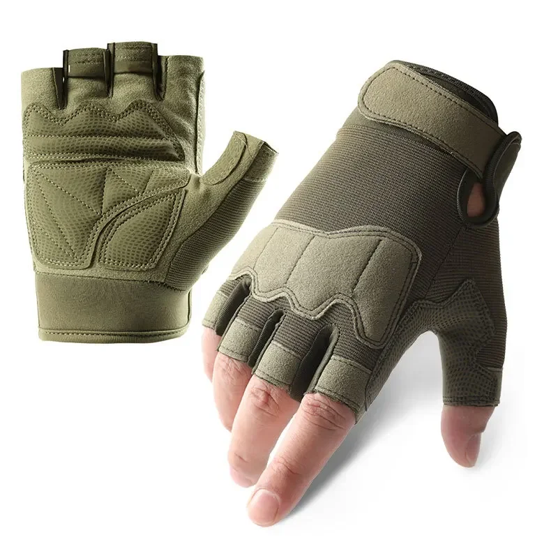 Guantes tácticos de medio dedo para hombre y mujer, resistentes al desgaste, transpirables, para montañismo y ciclismo al aire libre