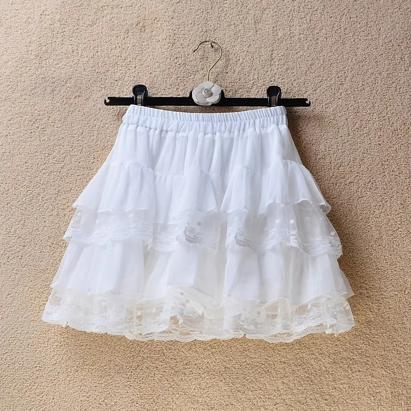 Elastic Gothic Lace Tutu Skirt Women Black Mesh Detail Petticoat Sexy Mini Tulle Skirts Party Club Wear Dancer