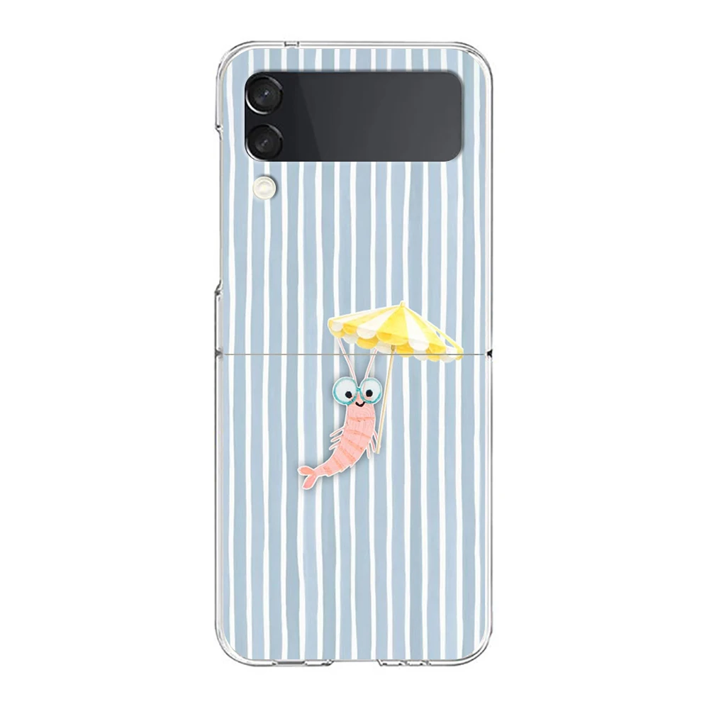 Phone Case For Samsung Galaxy Z Flip 3 4 5 6 7 8 Fold High Hard PC For Galaxy Z Flip3 Cover Colorful Marine Organism Striped