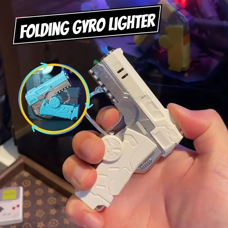 Folding Top Lighter 2025 New Top Folding Pistol Lighter Internet Celebrity Fingertip Windproof and Durable Gift for Boyfriend