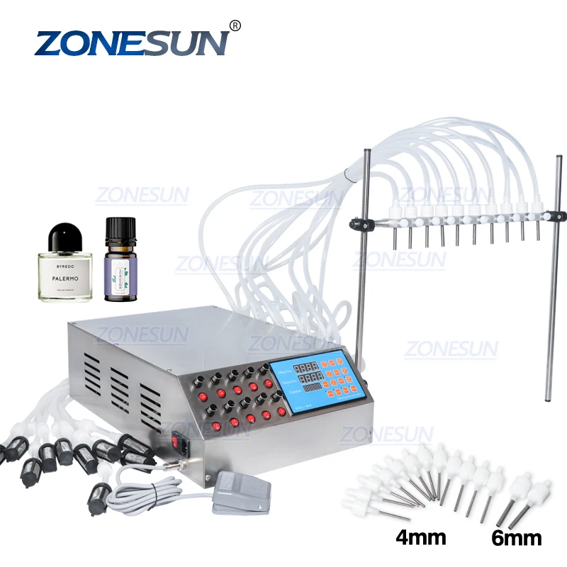 ZONESUN ZS-YTPP10B 10 Heads Perfume Vial Liquid Filling Machine Peristaltic Pump Filler 50ml Small Bottle Filling Machine