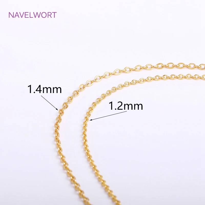 18K Real Gold Plated O Chain For Necklace Making,Brass Metal 1.2/1.4mm Thickness Necklace,Lobster Clasp Chain For Jewelry Making