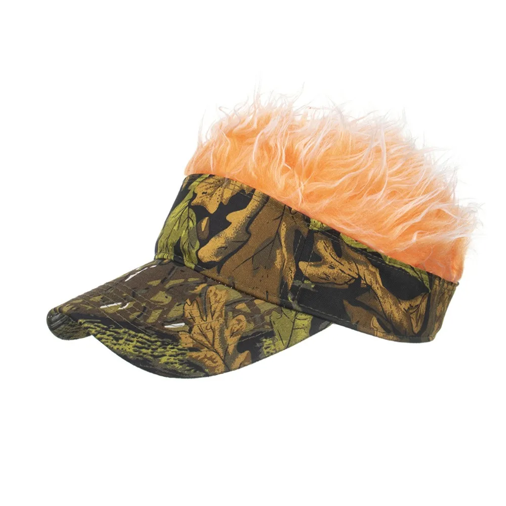 Novelty Orange Wig Baseball Cap 28*16cm Polyester Sun Visor Hat Spiked Hair Cap For Men