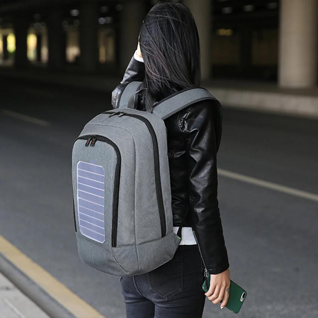 Backpack with USB Charging Port Solar Fishing Backpacking Climbing Outdoor School Shoulder Bag Waterproof Rucksack
