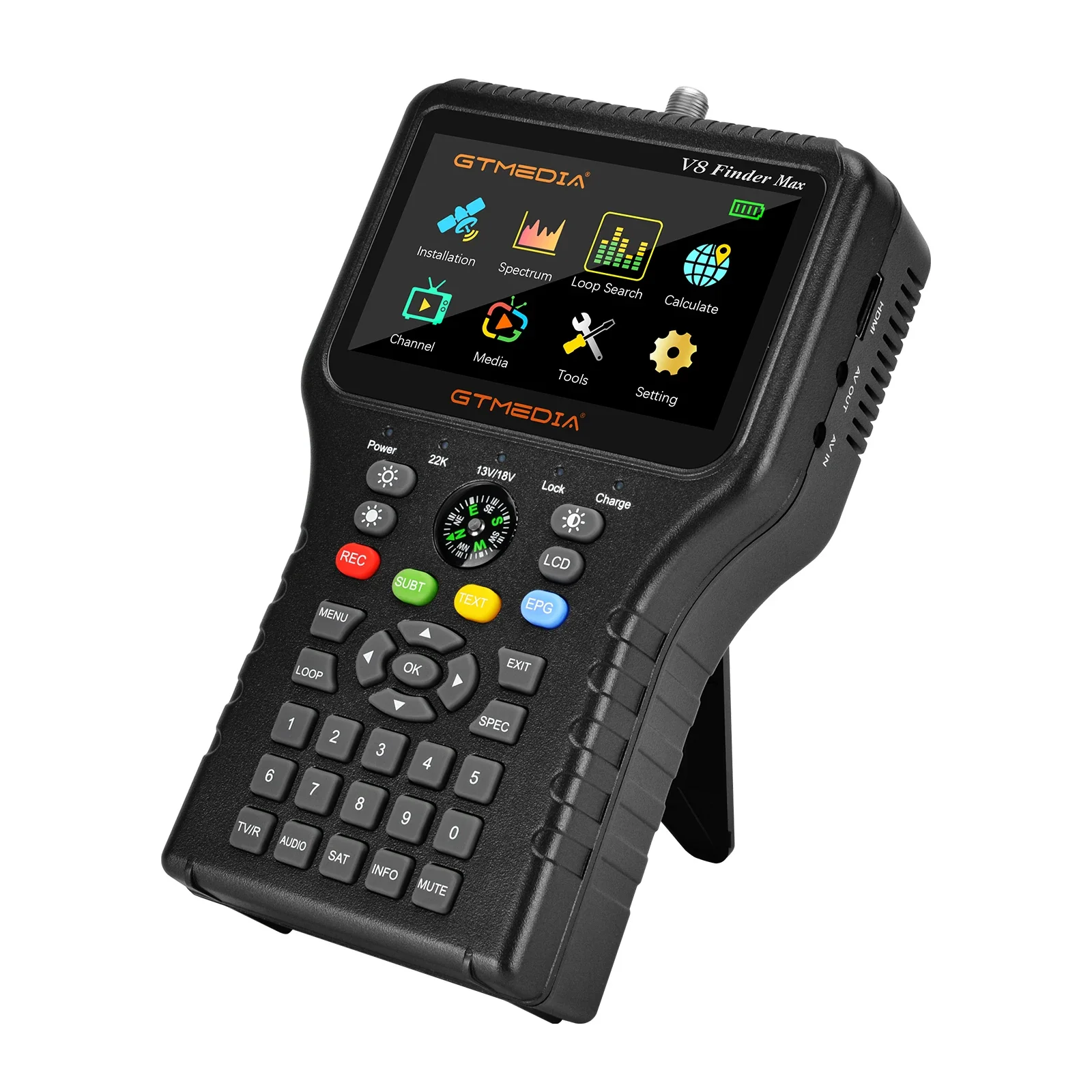 New H.265 Satellite Finder GTMEDIA V8 Finder Max Support DVB-S2X/S2/S MPEG-2/4 4.3 Inch TFT LCD Screen Poly Bag Packing
