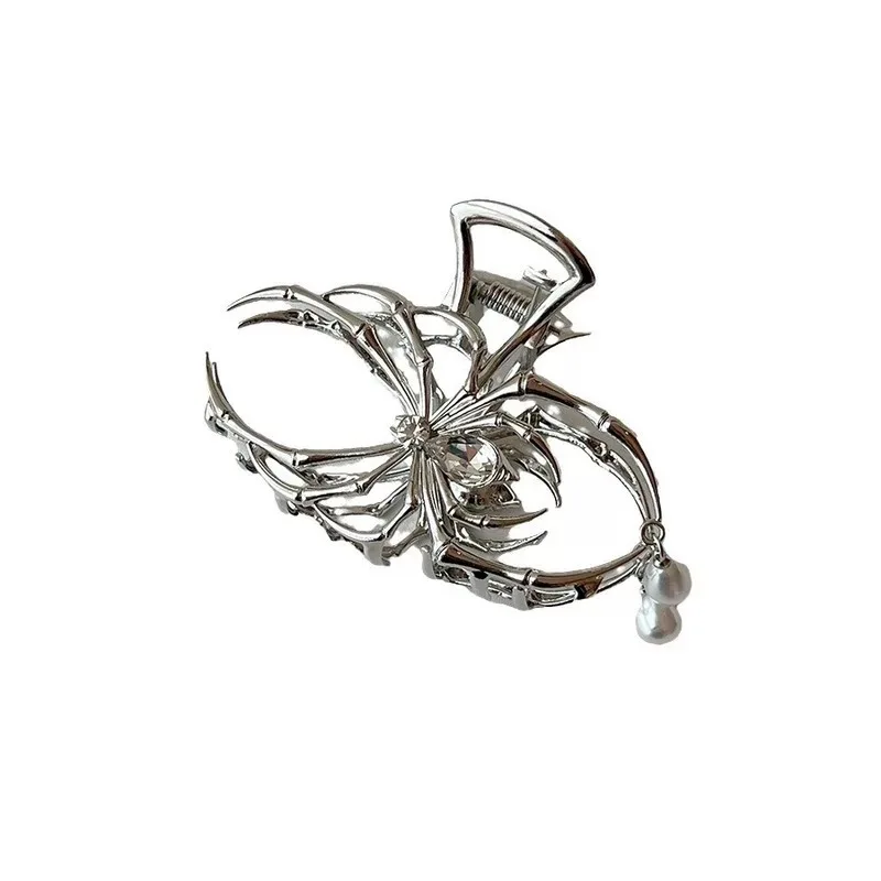 2025 Halloween Black Spider Hair Claw Clips with Pearl Charm Design,Metal Gothic Punk Hair Clips Strong Hold Hair Accessories